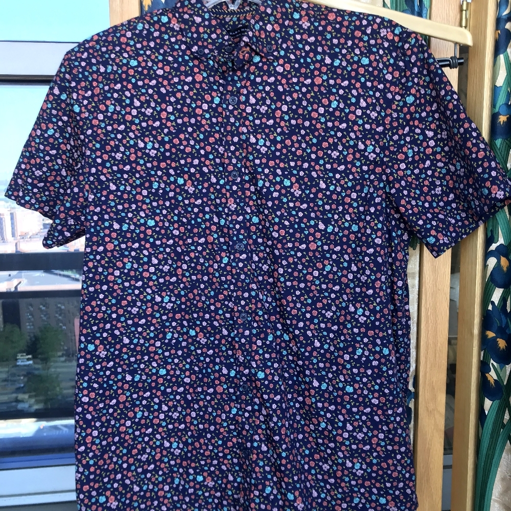 Zara Men Navy button down shirt Cotton Slim fit